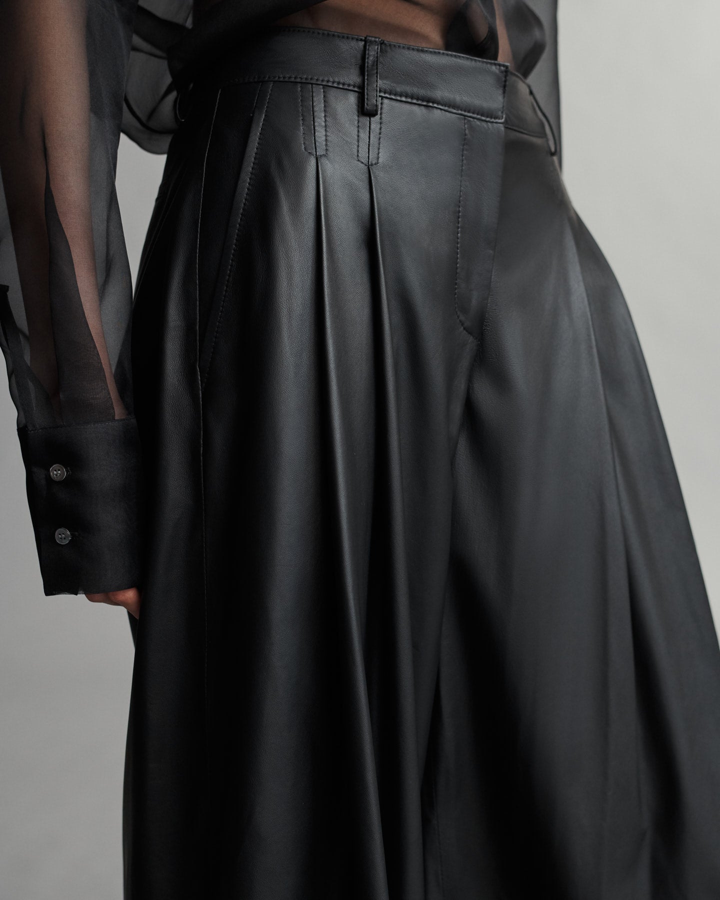 TWP Black Didi Pant in Paper Leather view 2