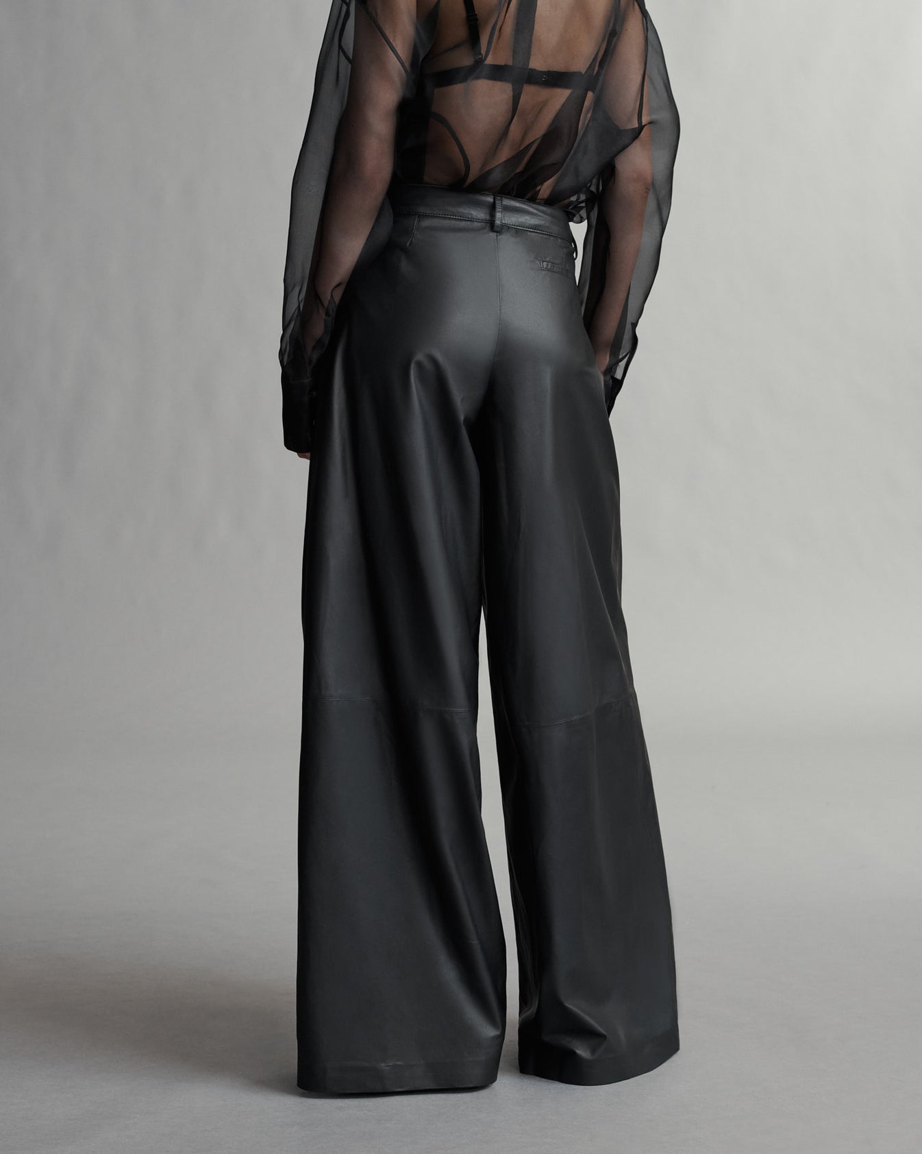TWP Black Didi Pant in Paper Leather view 4