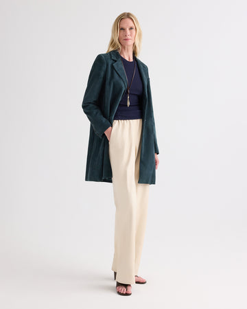 TWP Deep green Easy Car Coat in Luxe Suede view 3