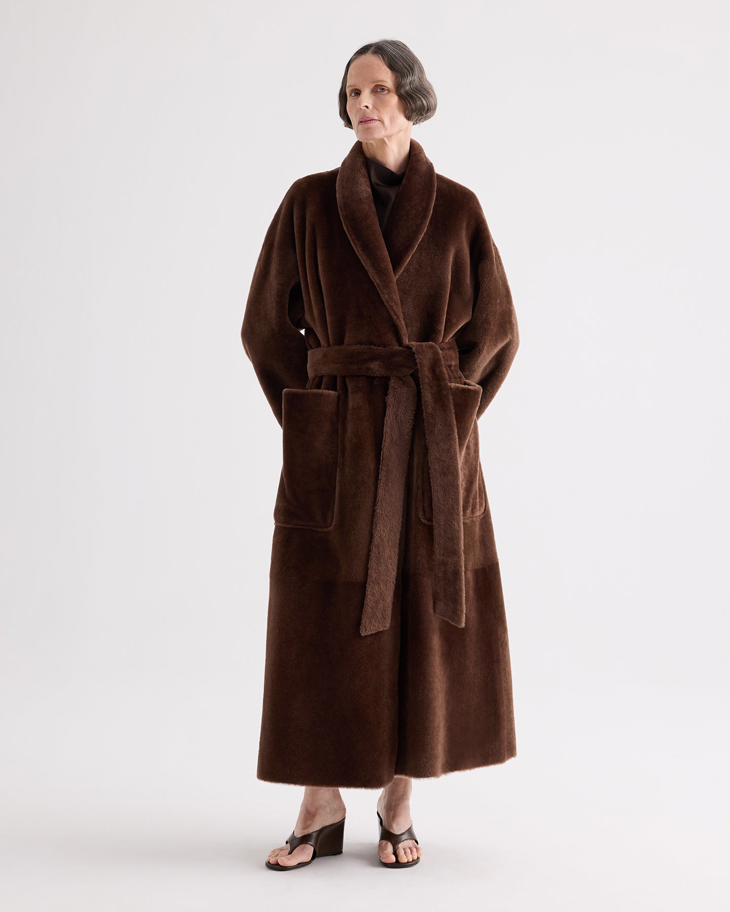 TWP Brown Reversible Em Coat in Shearling view 2