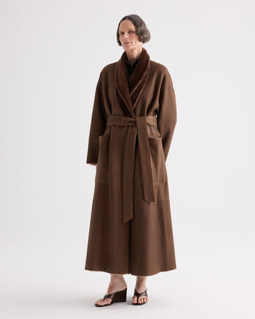 TWP Brown Reversible Em Coat in Shearling view 3