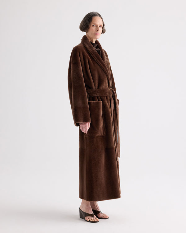 TWP Brown Reversible Em Coat in Shearling view 1