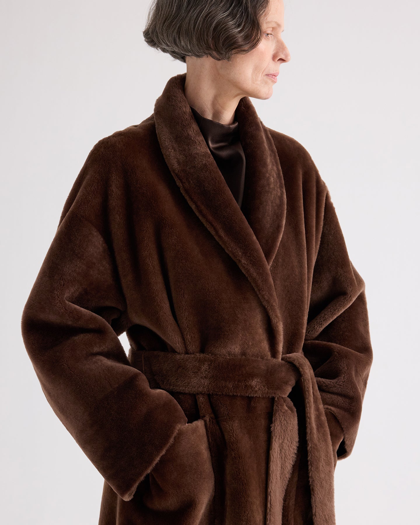 TWP Brown Reversible Em Coat in Shearling view 4