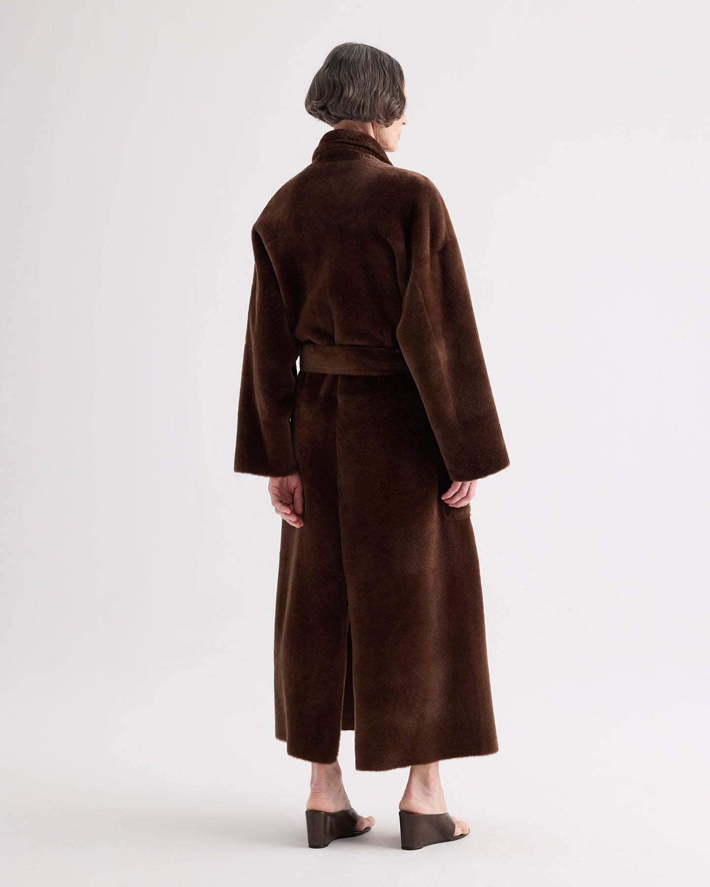 TWP Brown Reversible Em Coat in Shearling view 6