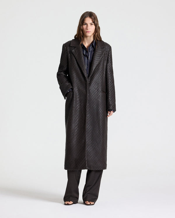 TWP Turkish coffee Crosshatch Mattie Coat in Leather view 5
