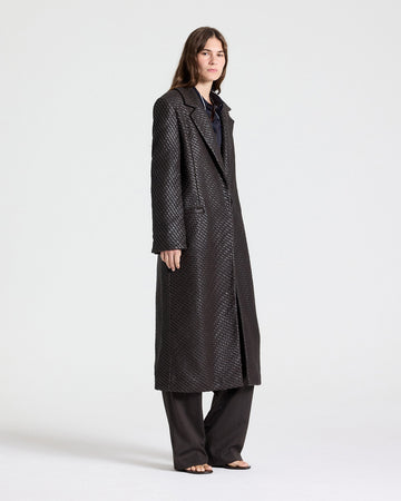TWP Turkish coffee Crosshatch Mattie Coat in Leather view 3