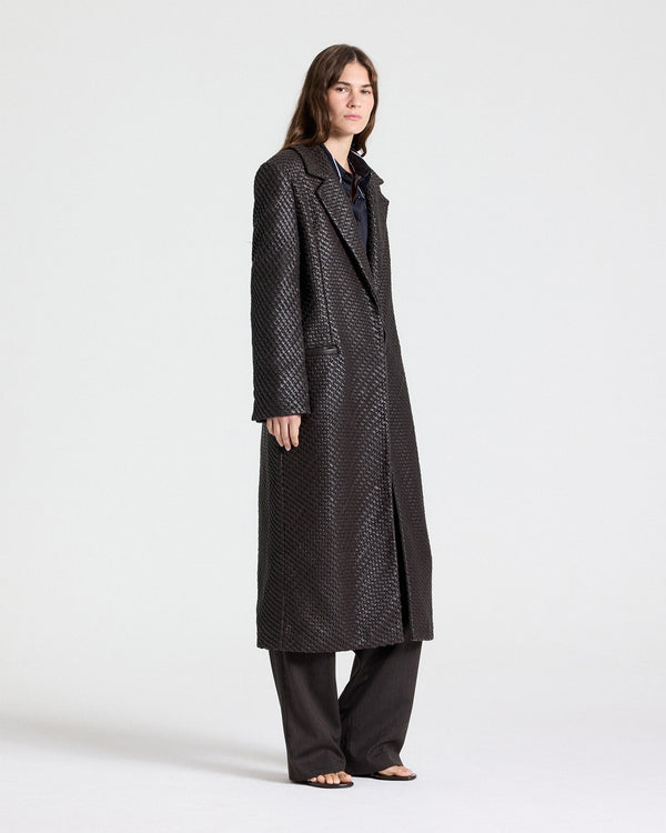 TWP Turkish coffee Crosshatch Mattie Coat in Leather view 3