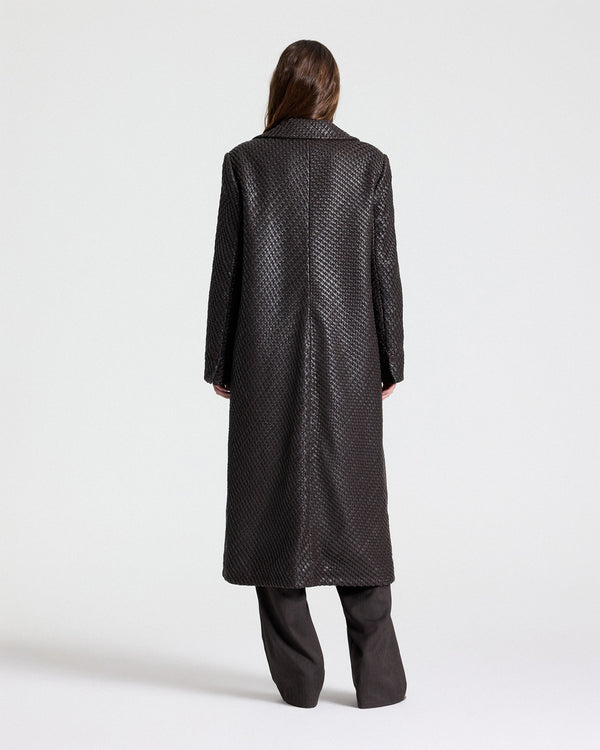 TWP Turkish coffee Crosshatch Mattie Coat in Leather view 4