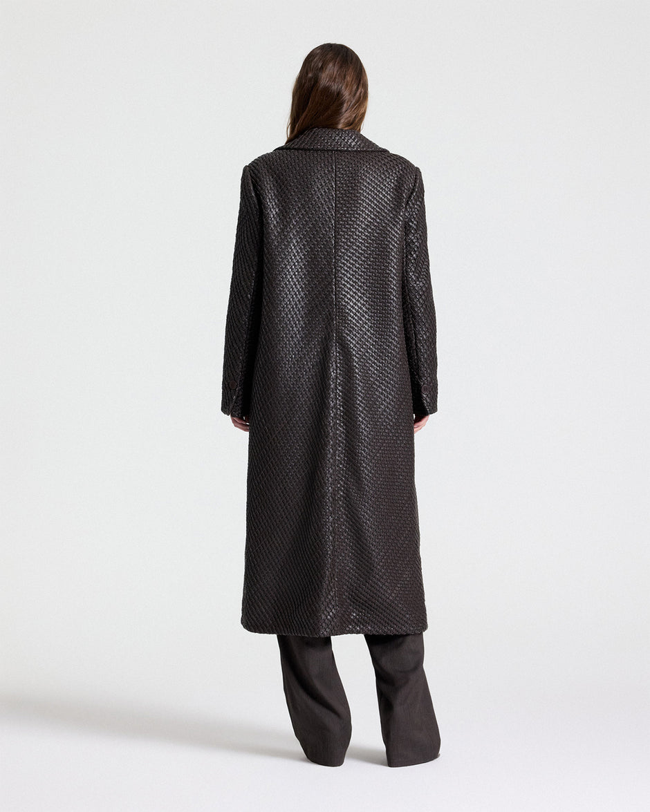 TWP Turkish coffee Crosshatch Mattie Coat in Leather view 4