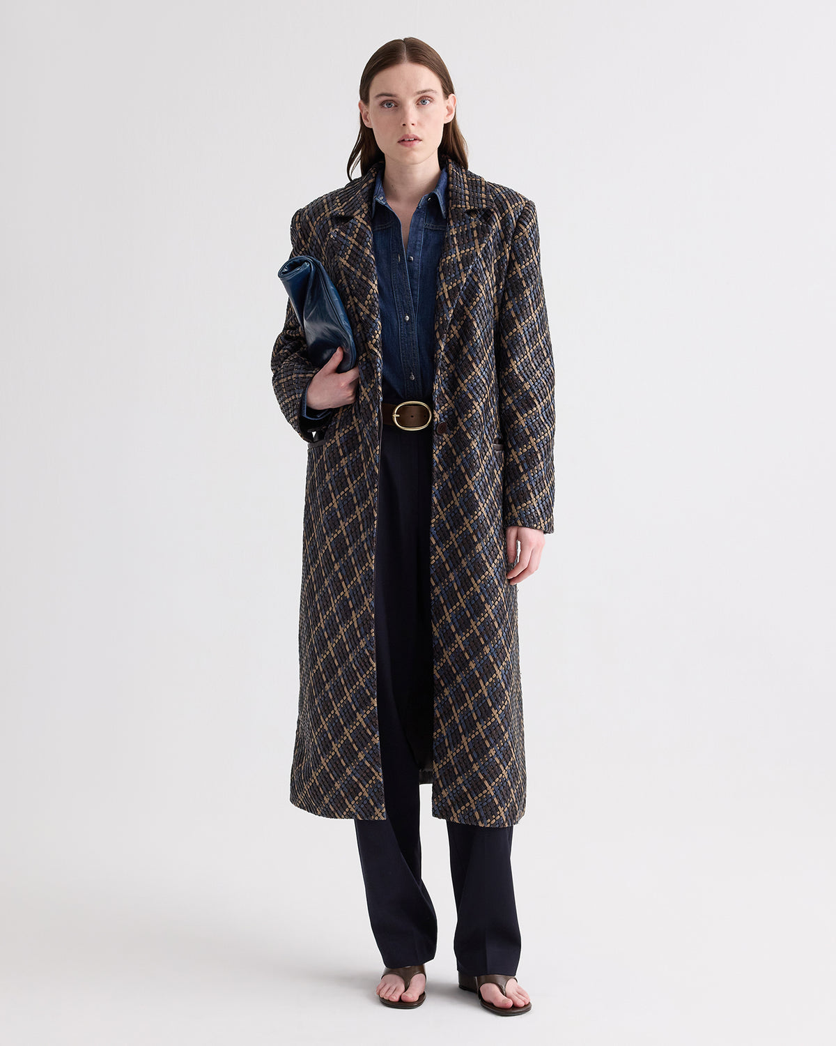 TWP Sepia tint multi Crosshatch Leather Mattie Coat in Leather view 1