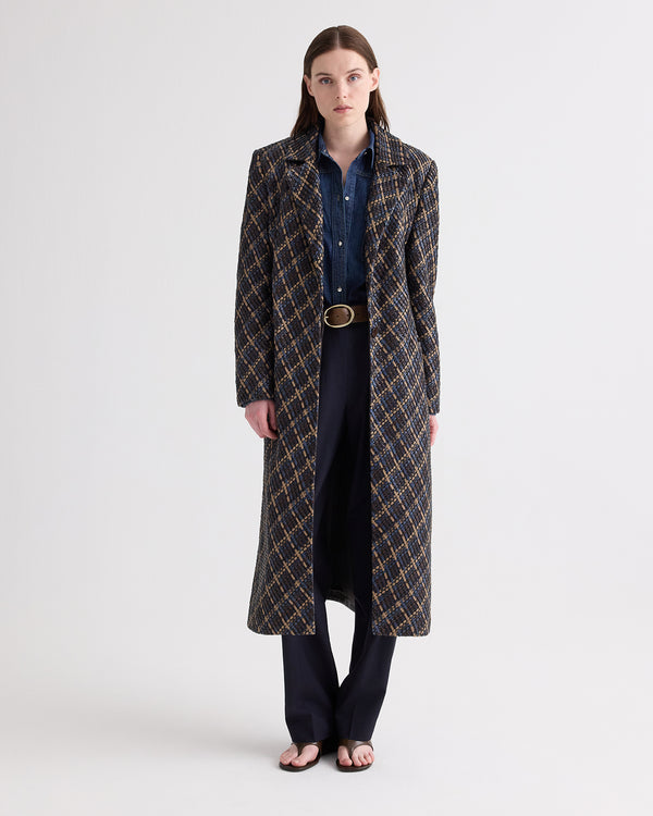 TWP Sepia tint multi Crosshatch Leather Mattie Coat in Leather view 3