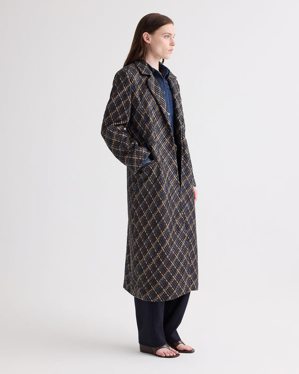 TWP Sepia tint multi Crosshatch Leather Mattie Coat in Leather view 4