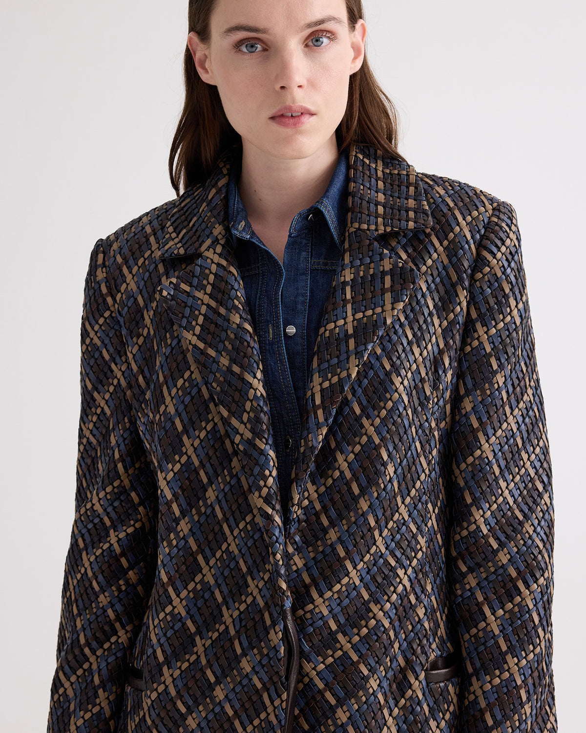 TWP Sepia tint multi Crosshatch Leather Mattie Coat in Leather view 2