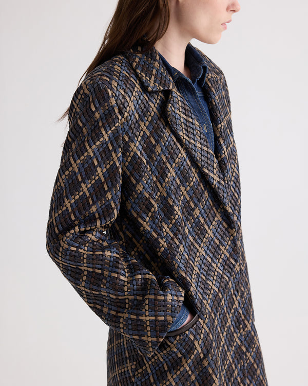 TWP Sepia tint multi Crosshatch Leather Mattie Coat in Leather view 6
