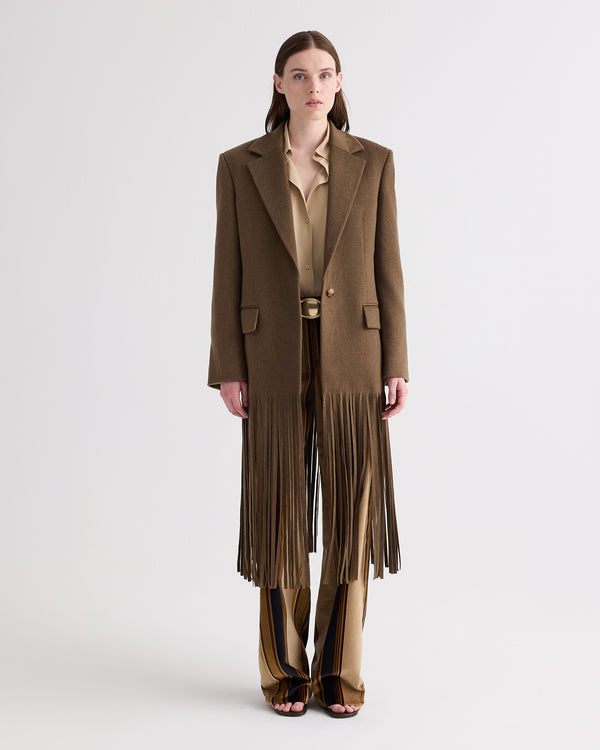 TWP Sepia tint Mattie Coat with Fringe in Cashmere view 1