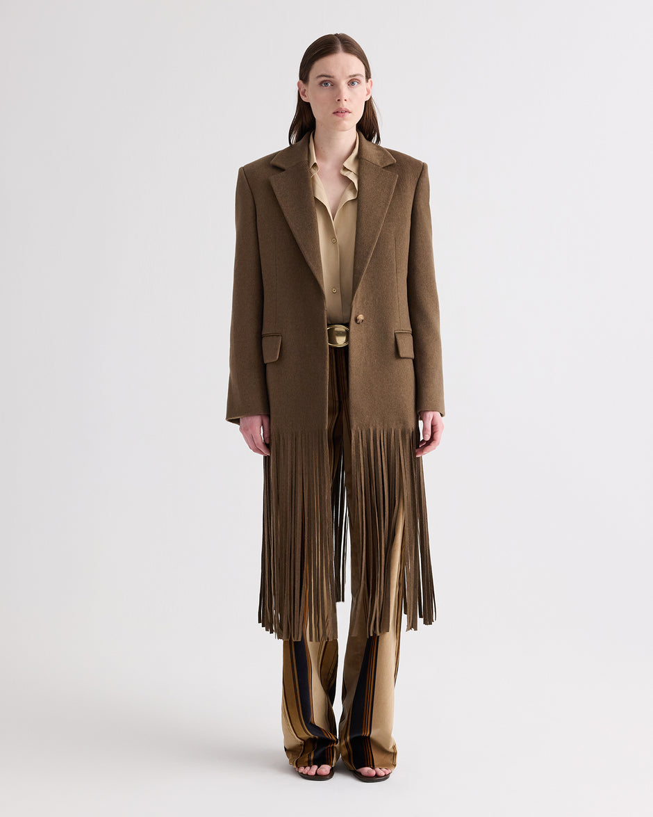 TWP Sepia tint Mattie Coat with Fringe in Cashmere view 1