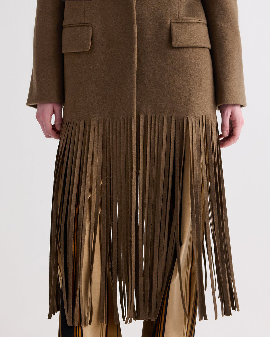 TWP Sepia tint Mattie Coat with Fringe in Cashmere view 3