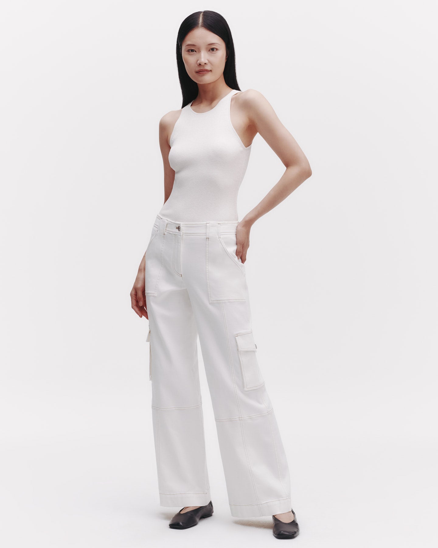 TWP Ivory Coop Pant with Cargo Pockets in Cotton Twill view 2