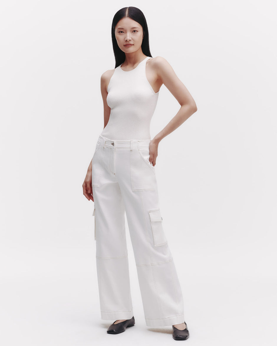 TWP Ivory Coop Pant with Cargo Pockets in Cotton Twill view 3