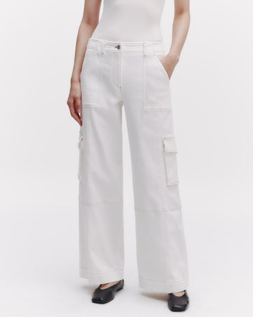 TWP Ivory Coop Pant with Cargo Pockets in Cotton Twill view 4