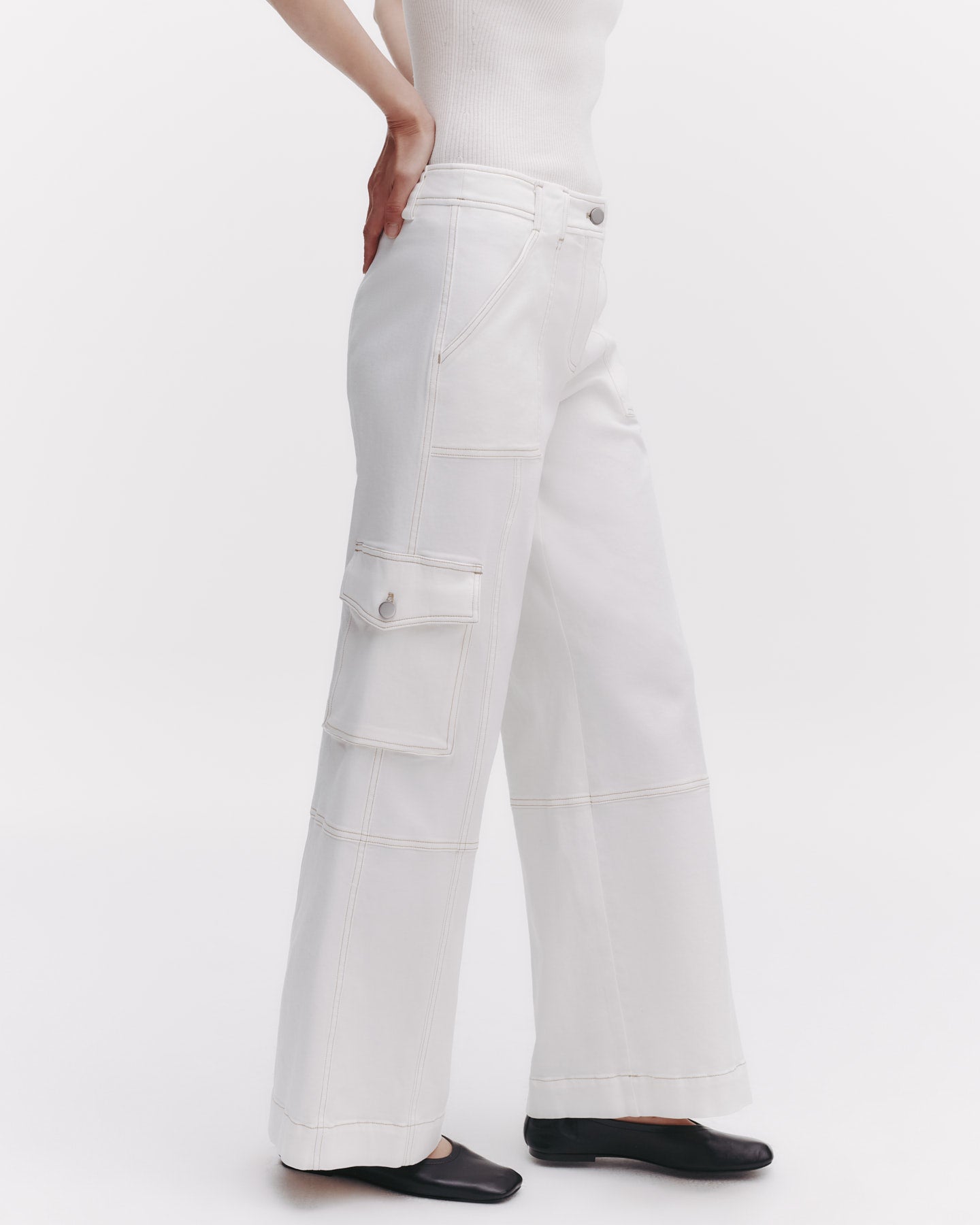 TWP Ivory Coop Pant with Cargo Pockets in Cotton Twill view 1