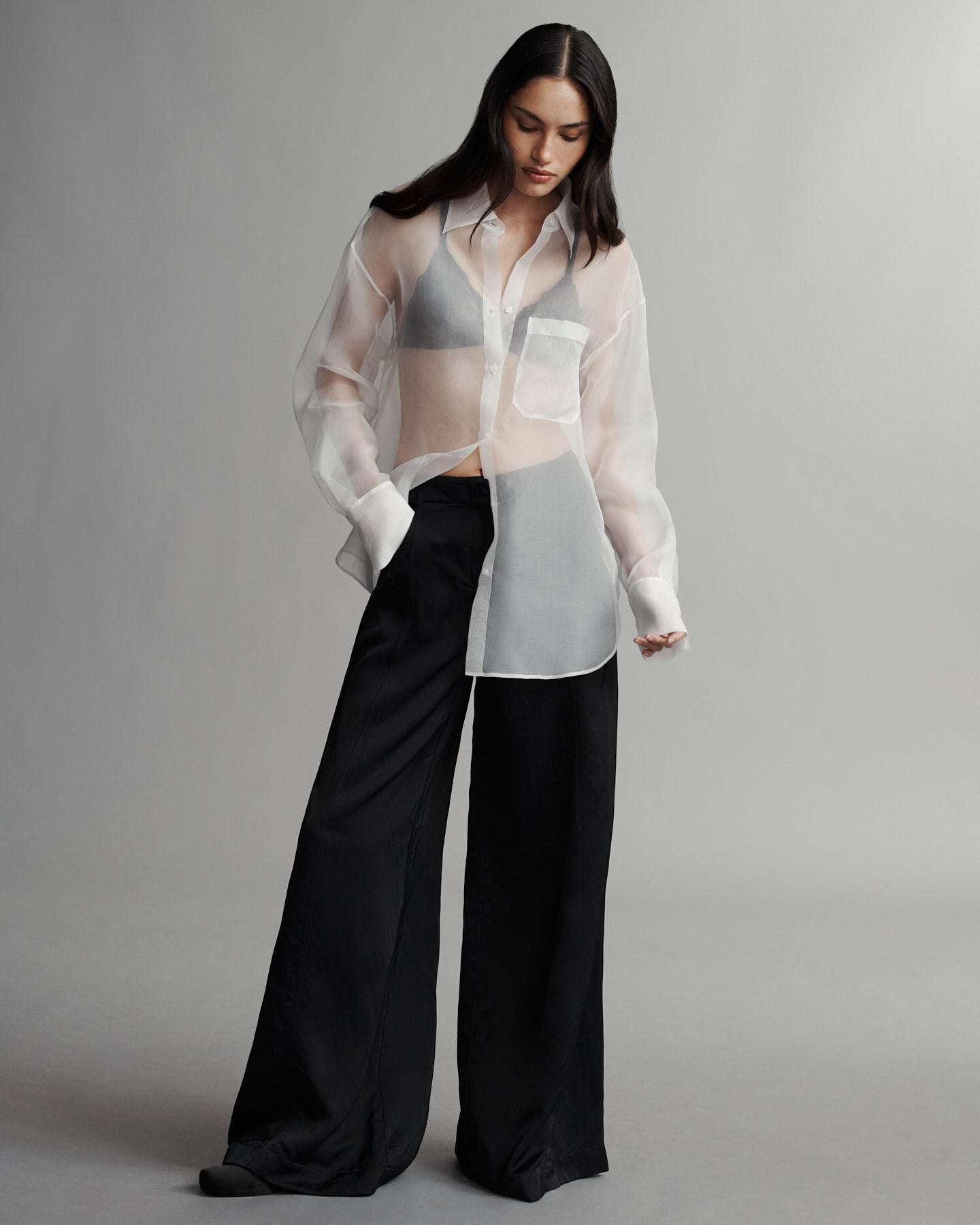 TWP Ivory Big Joe Shirt in Washed Silk Organza view 2