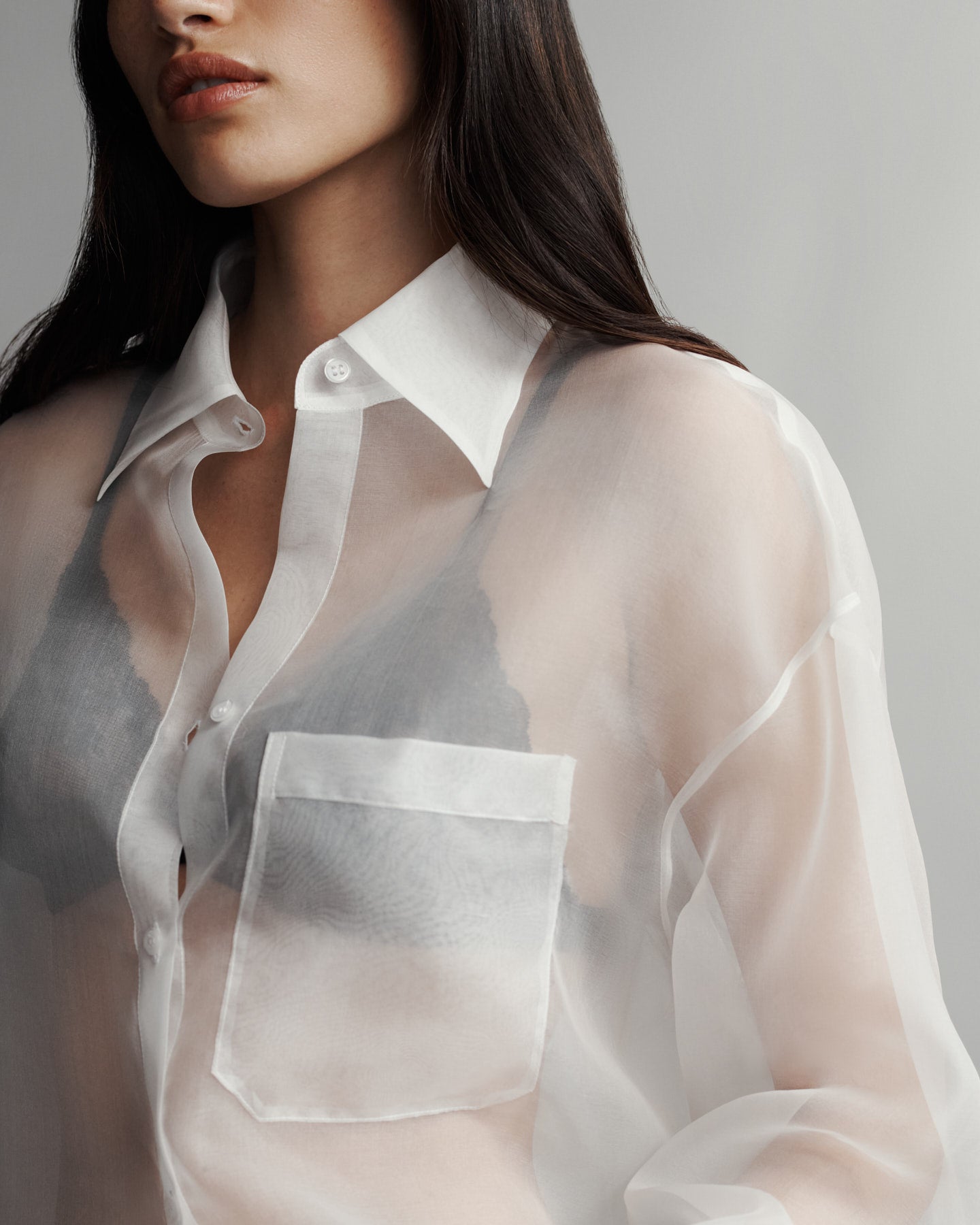 TWP Ivory Big Joe Shirt in Washed Silk Organza view 3