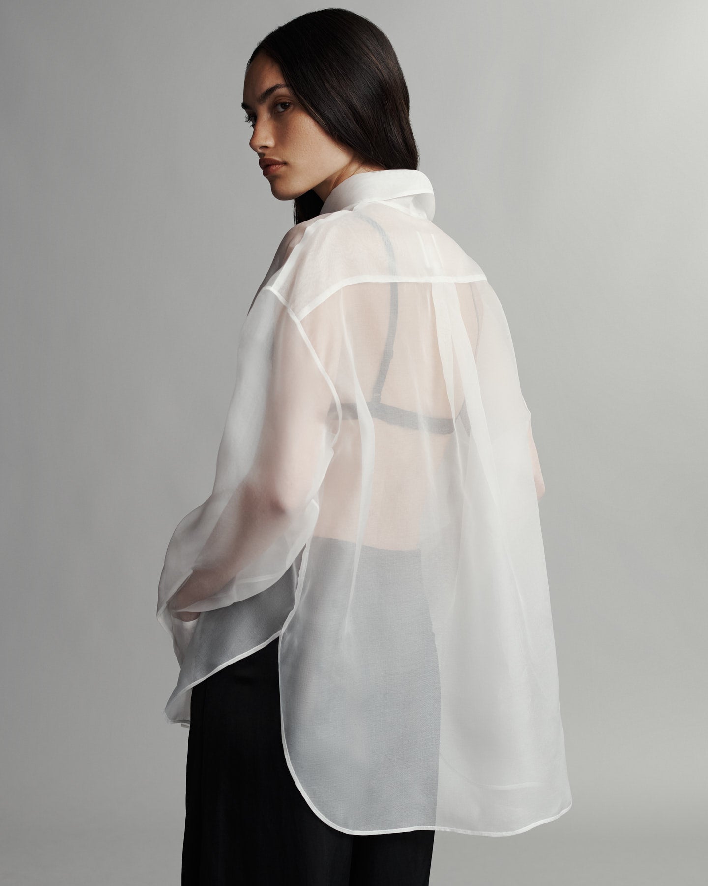 TWP Ivory Big Joe Shirt in Washed Silk Organza view 5