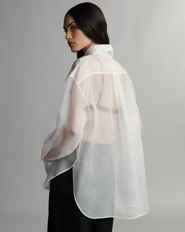 TWP Ivory Big Joe Shirt in Washed Silk Organza view 5