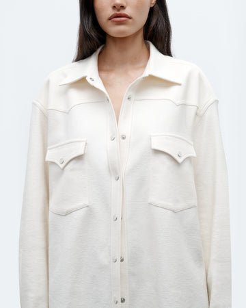 TWP Ivory Dutton Shirt in French Terry view 3