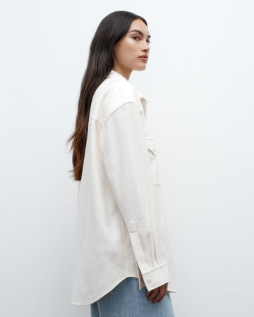 TWP Ivory Dutton Shirt in French Terry view 4