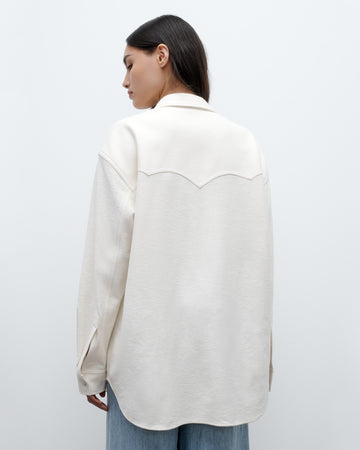 TWP Ivory Dutton Shirt in French Terry view 5