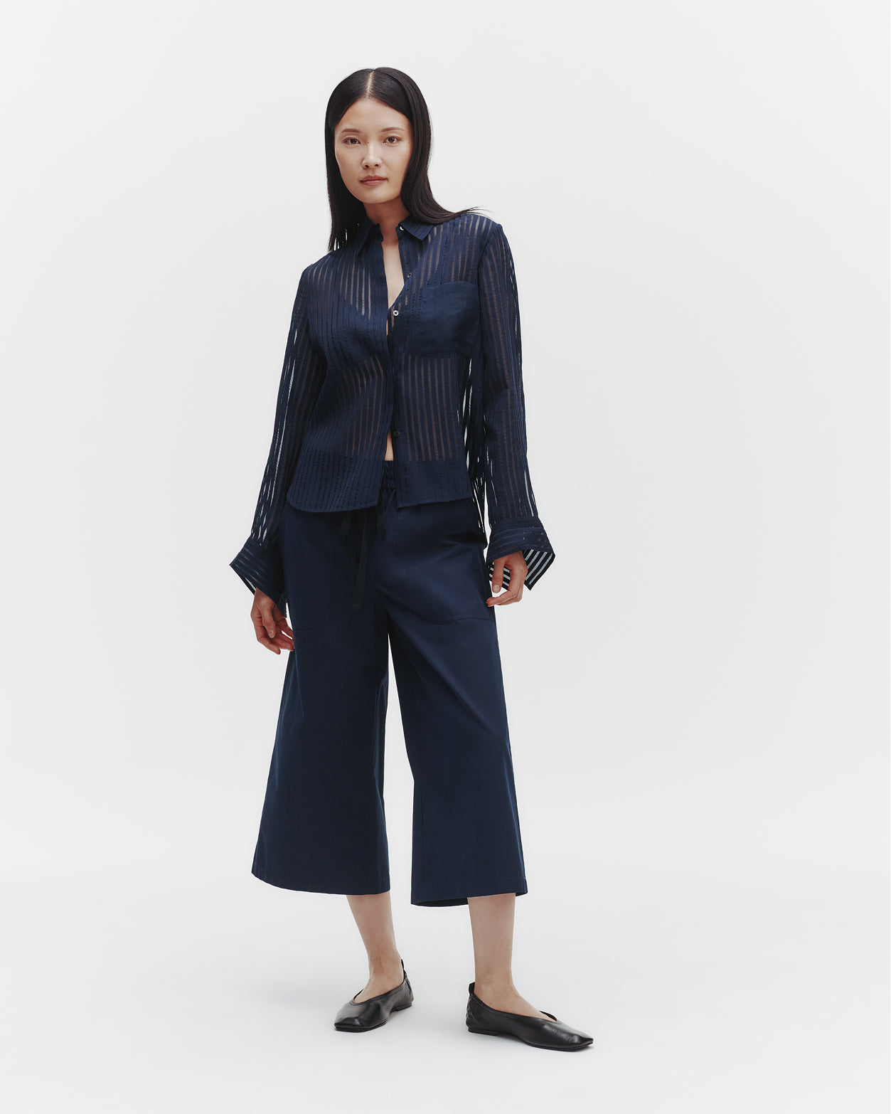 TWP Midnight Boyfriend Shirt in Silk Organza with Ribbon view 3