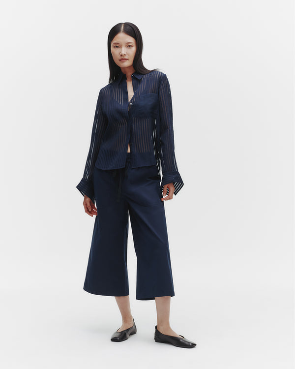 TWP Midnight Boyfriend Shirt in Silk Organza with Ribbon view 3