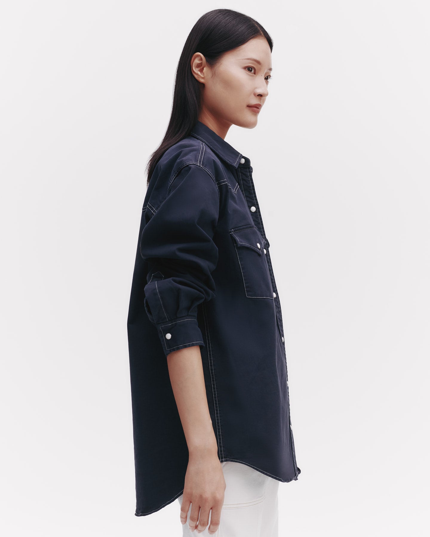 TWP Midnight Dutton Shirt in Stretch Compact Cotton view 4