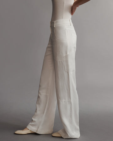 TWP White Chrystie St. Pant in Coated Viscose Linen view 4