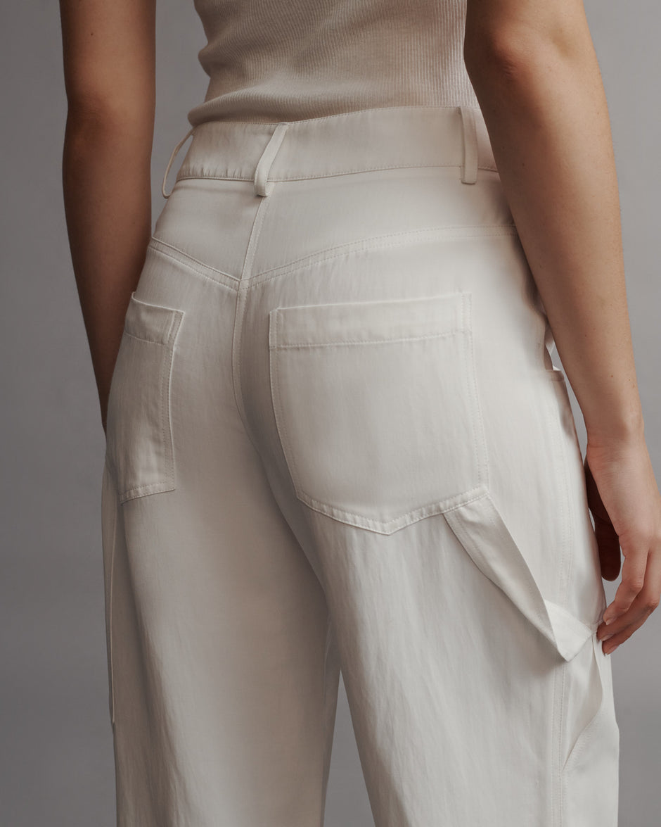 TWP White Chrystie St. Pant in Coated Viscose Linen view 5