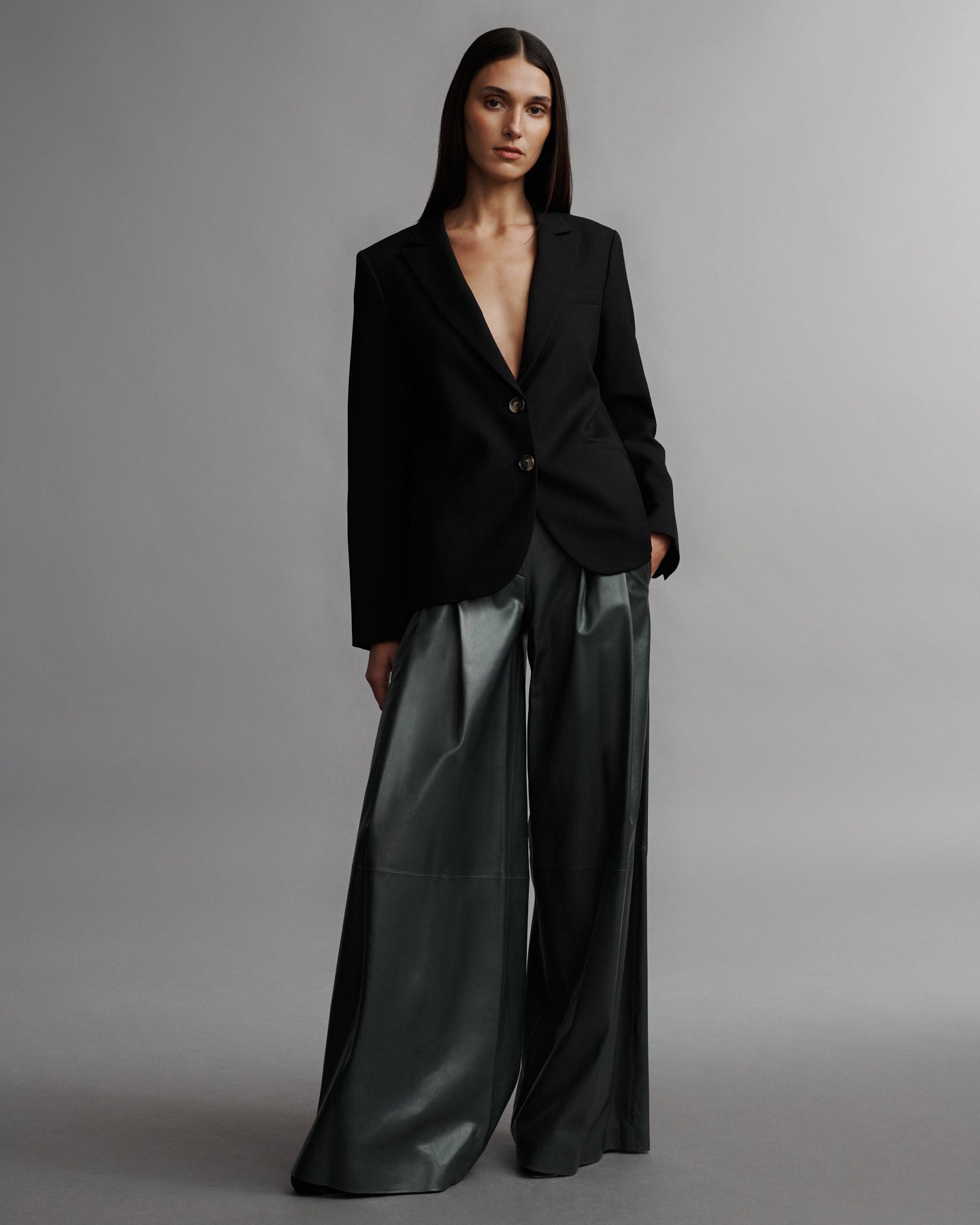 TWP Black Boyfriend Blazer in Wool Twill view 4