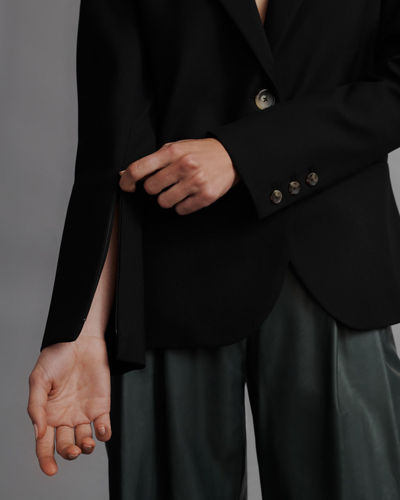 TWP Black Boyfriend Blazer in Wool Twill view 2