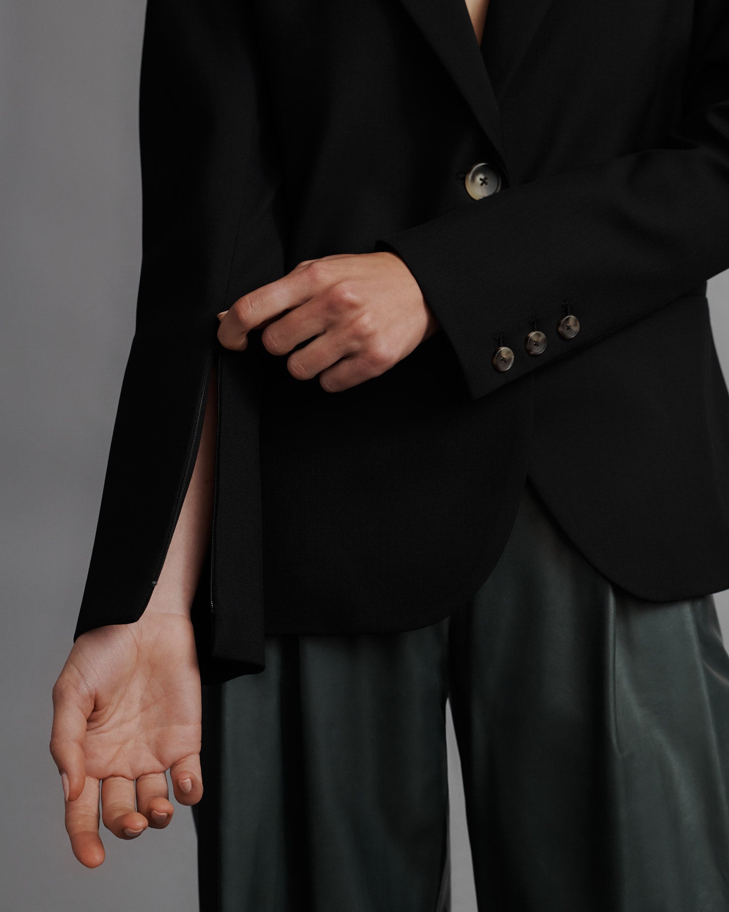 TWP Black Boyfriend Blazer in Wool Twill view 2