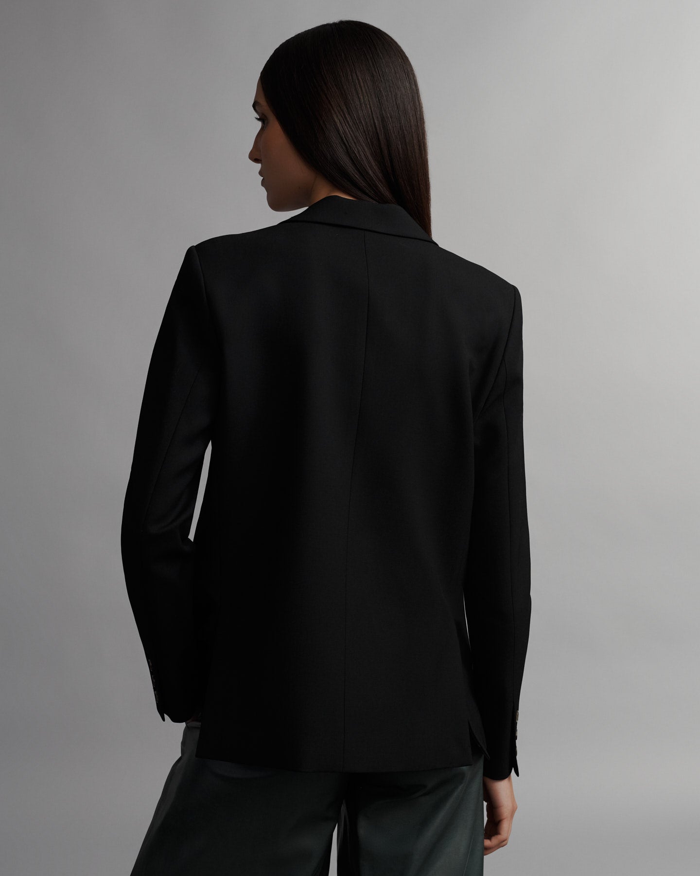 TWP Black Boyfriend Blazer in Wool Twill view 5