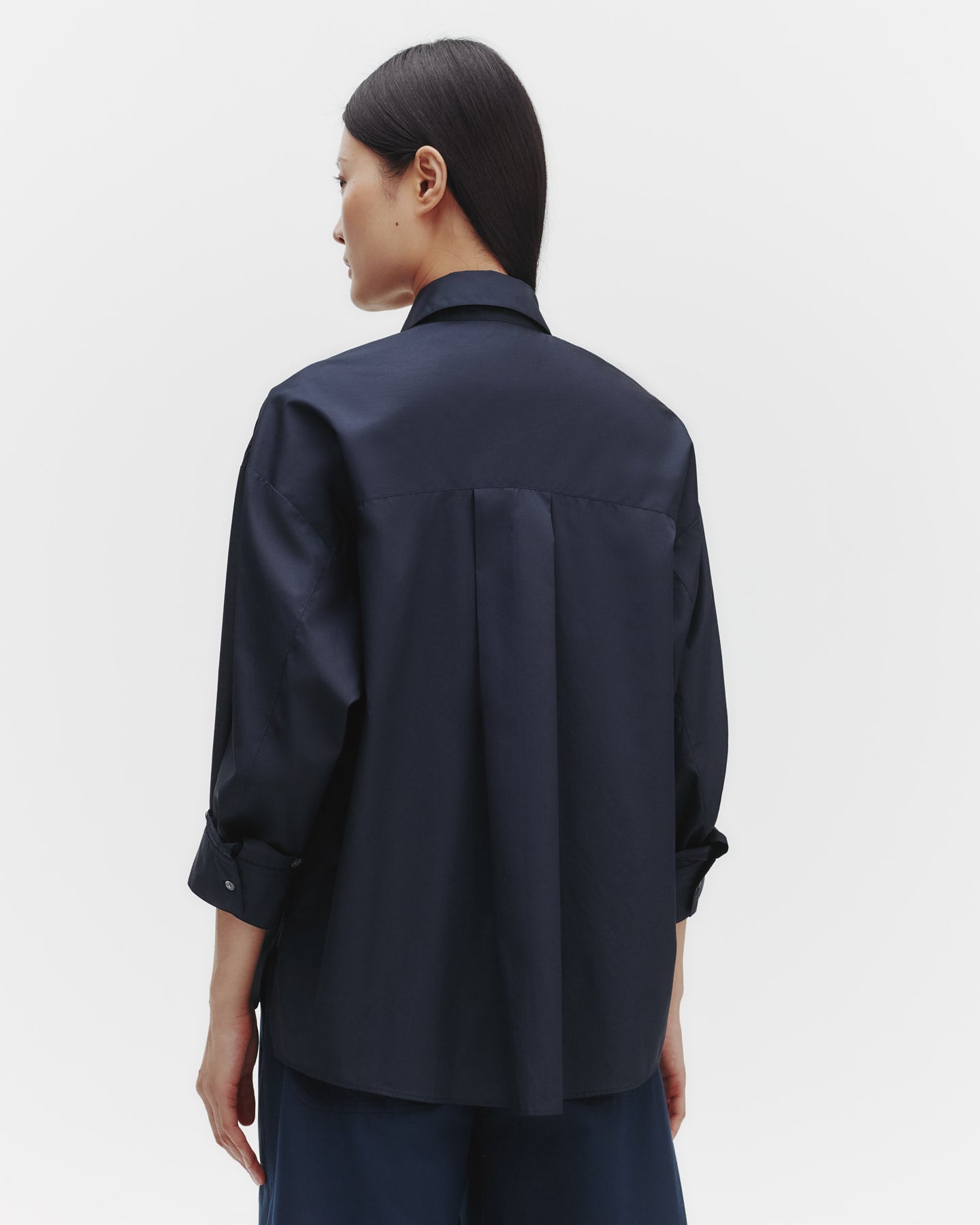 TWP Dark midnight Earl Shirt in Cotton Poplin view 3