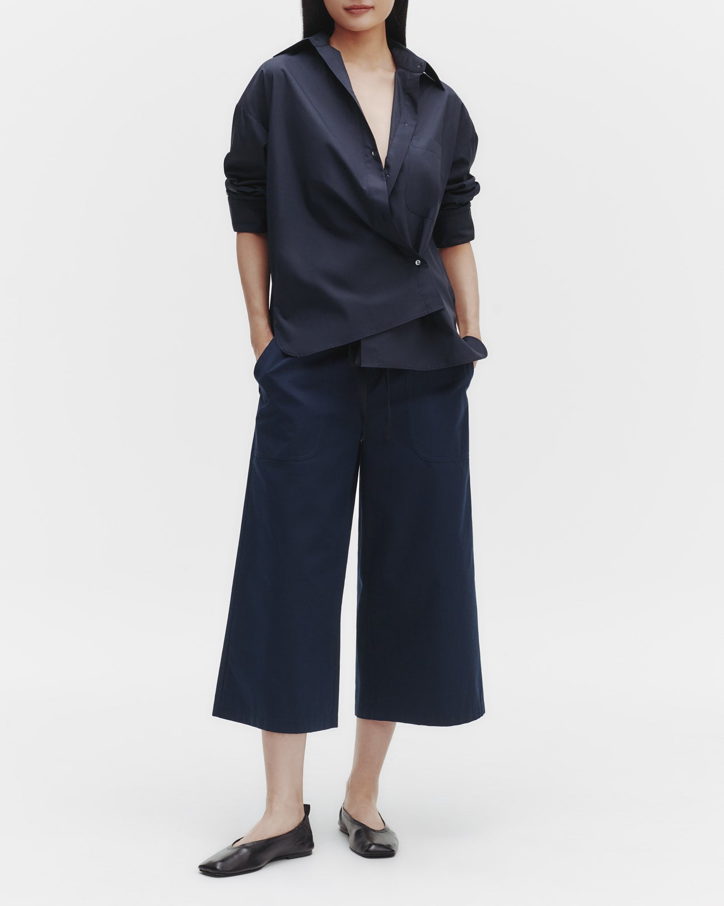 TWP Dark midnight Earl Shirt in Cotton Poplin view 4