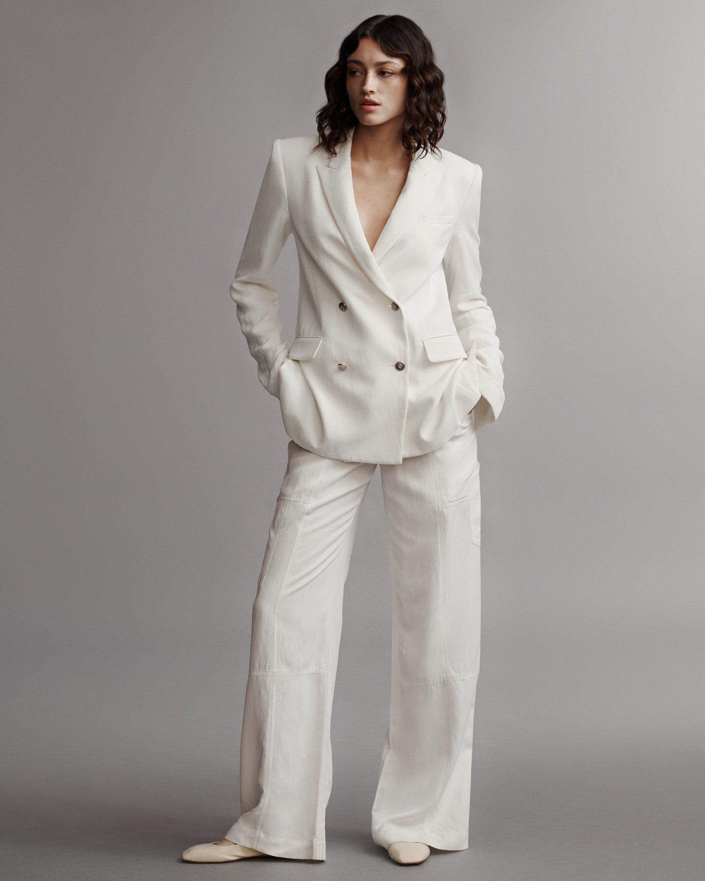 TWP White My Second Husband Blazer in Coated Viscose Linen view 2