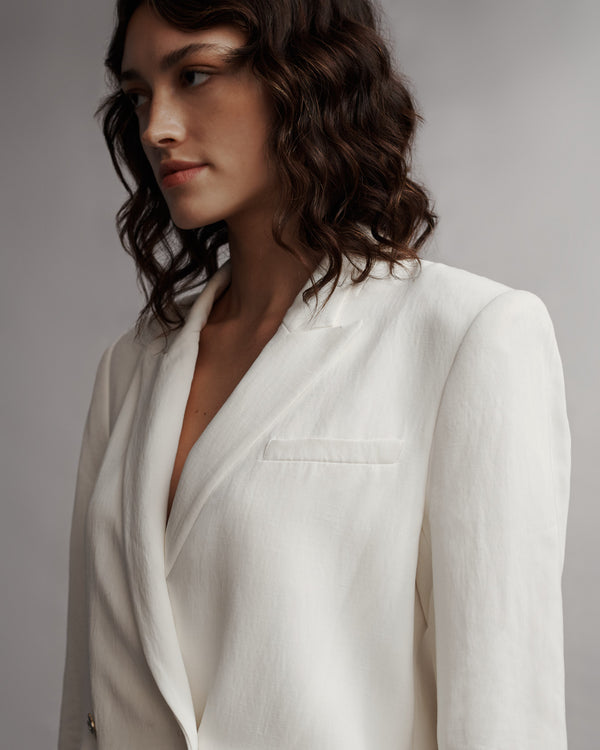 TWP White My Second Husband Blazer in Coated Viscose Linen view 3