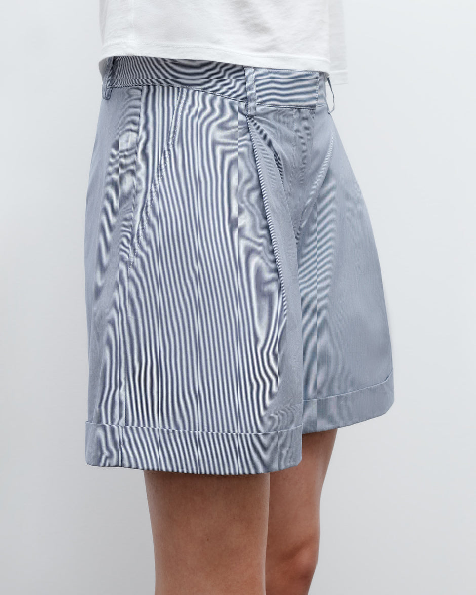 TWP Indigo / white Cisco Short in Baroness Stripe Cotton view 4
