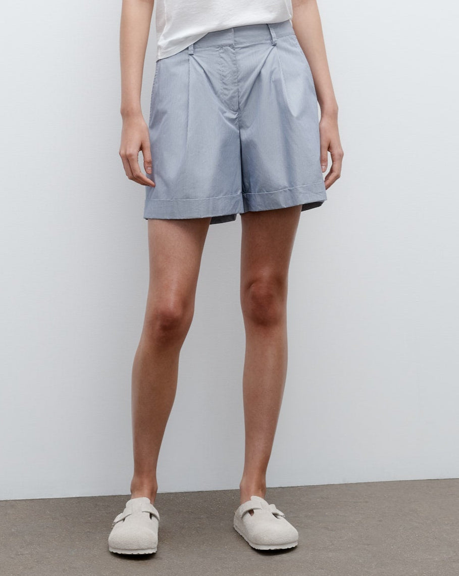 TWP Indigo / white Cisco Short in Baroness Stripe Cotton view 1