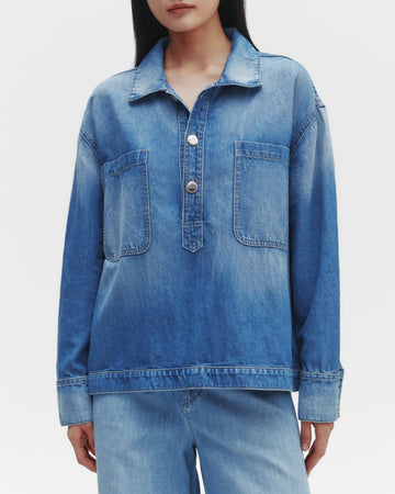 TWP Vintage wash At Ease Popover in Linen Cotton Denim view 1