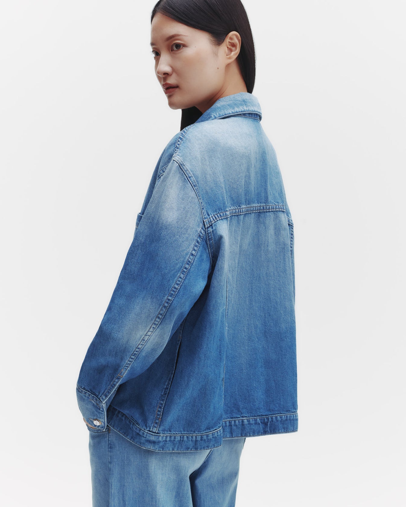 TWP Vintage wash At Ease Popover in Linen Cotton Denim view 2