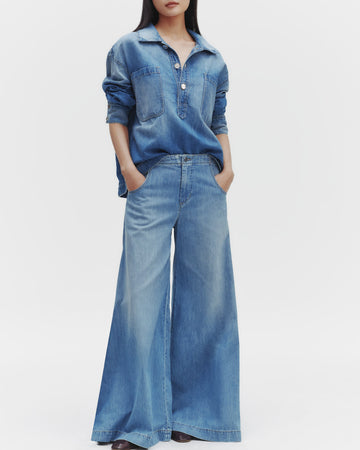 TWP Vintage wash At Ease Popover in Linen Cotton Denim view 1